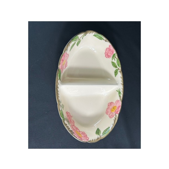 Franciscan Desert Rose Divided Vegetable Serving Dish Oval Pink Floral Vtg 50's - Picture 2 of 7